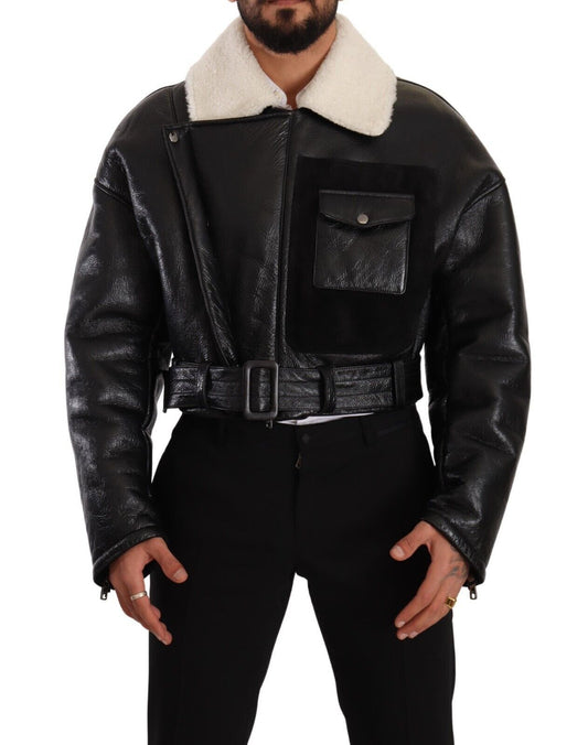 Dolce & Gabbana Elegant Shearling Biker Jacket