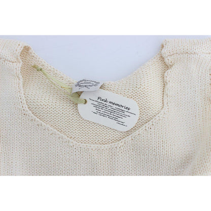PINK MEMORIES Beige Cotton Blend Knitted Sleeveless Sweater