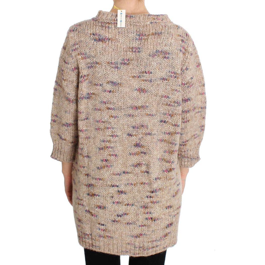 PINK MEMORIES Beige Oversized V-Neck Knitted Sweater PINK MEMORIES