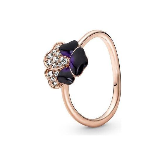 PANDORA JEWELS Mod. DEEP PURPLE PANSY FLOWER - RING - Size 54 Ring PANDORA