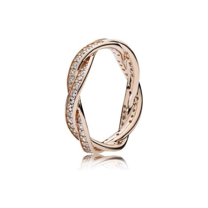 PANDORA JEWELS Mod. SPARKLING TWISTED LINES - RING - Size 54 Ring PANDORA