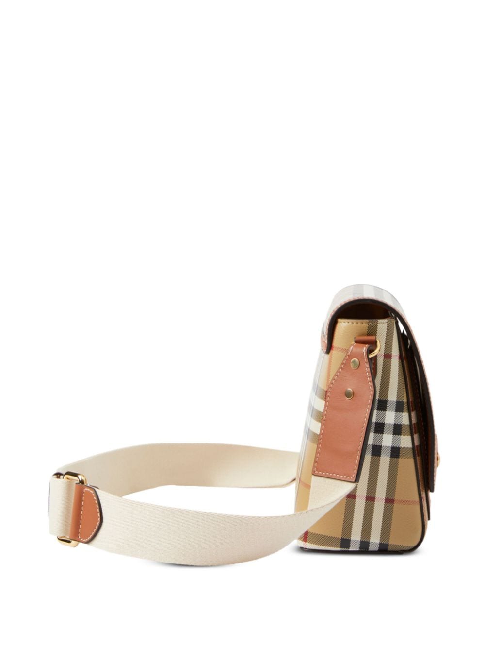 Burberry Note Check Leather Bag Beige