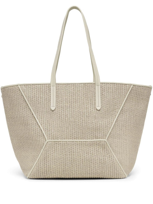 Brunello Cucinelli  cotton blend raffia tote Bag Beige