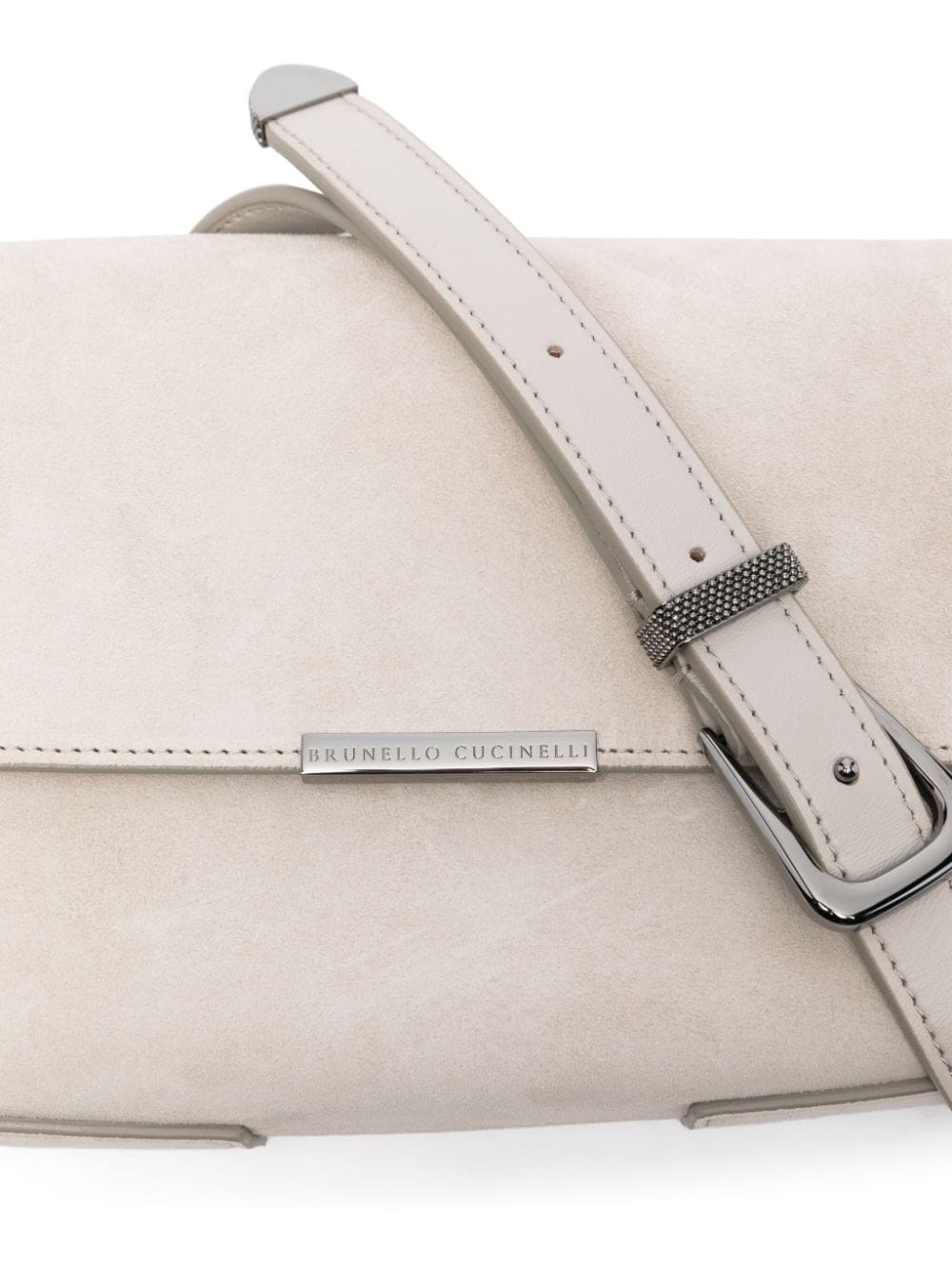 Brunello Cucinelli suede signature Monili chain Shoulder Bag Light Grey Shoulder Brunello Cucinelli