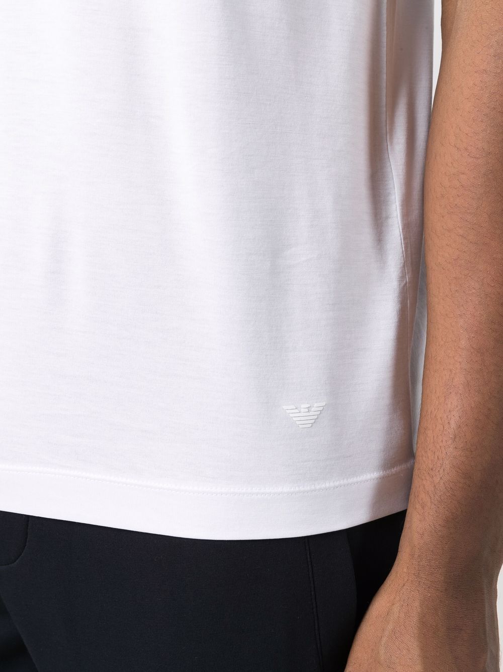 Emporio Armani White logo-patch short-sleeve T-shirt