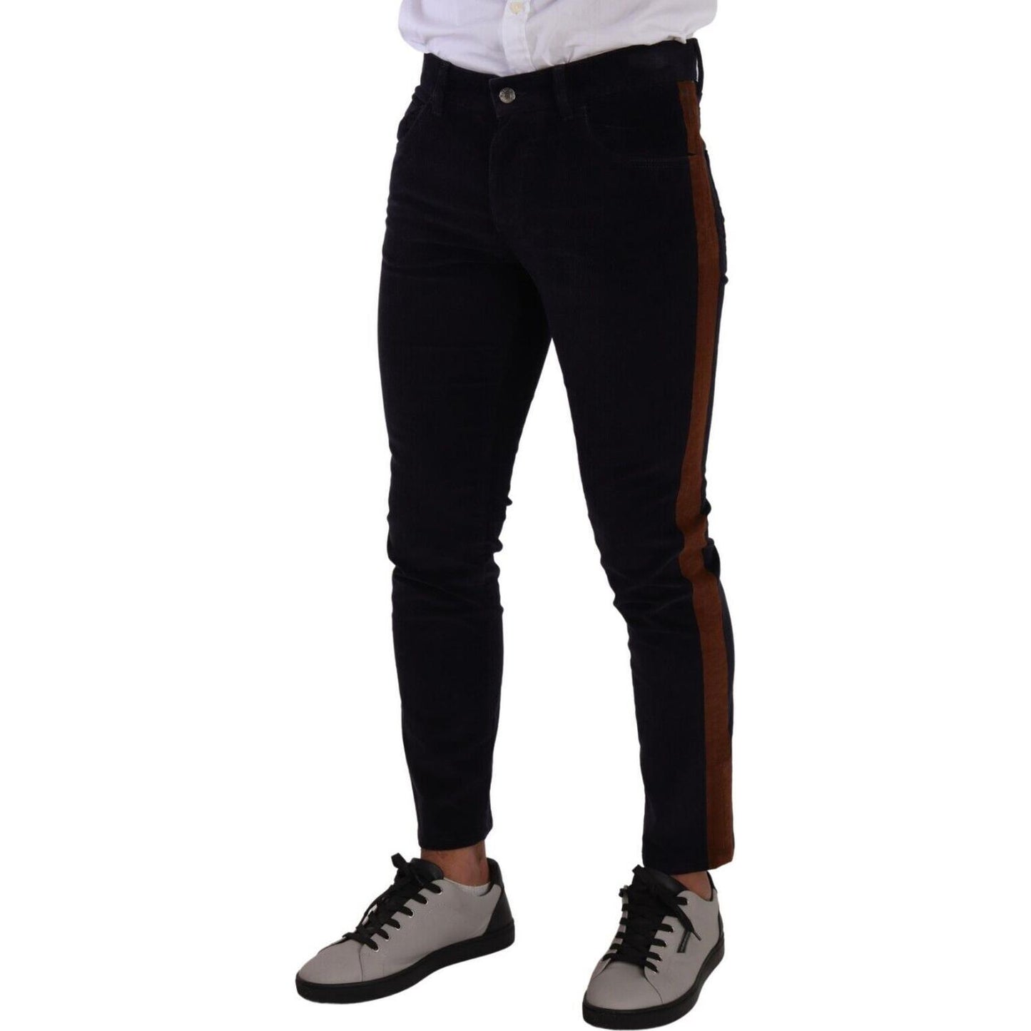Dolce & Gabbana Blue Cotton Stretch Skinny Corduroy Jeans