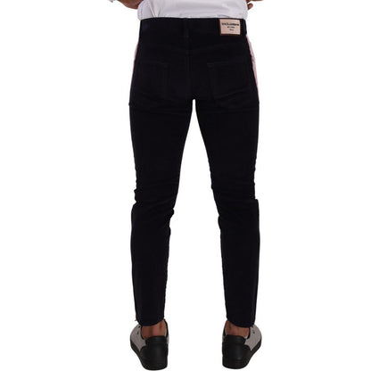 Dolce & Gabbana Blue Corduroy Cotton Stretch Skinny Jeans