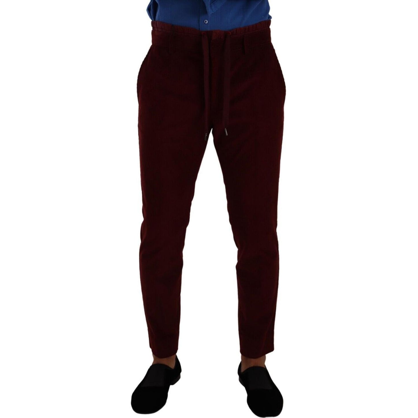 Dolce & Gabbana Elegant Bordeaux Velvet Dress Trousers Dolce & Gabbana