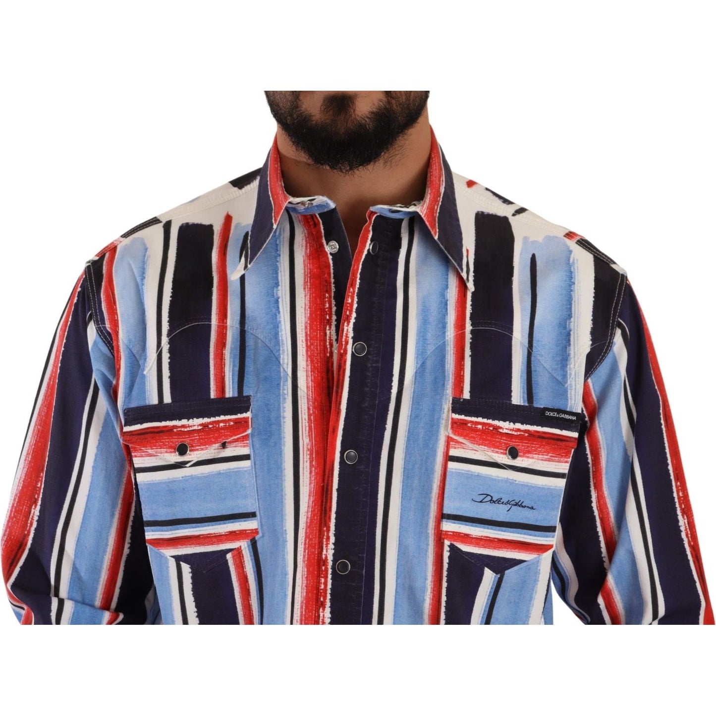 Dolce & Gabbana Elegant Striped Cotton Shirt with Pockets Dolce & Gabbana