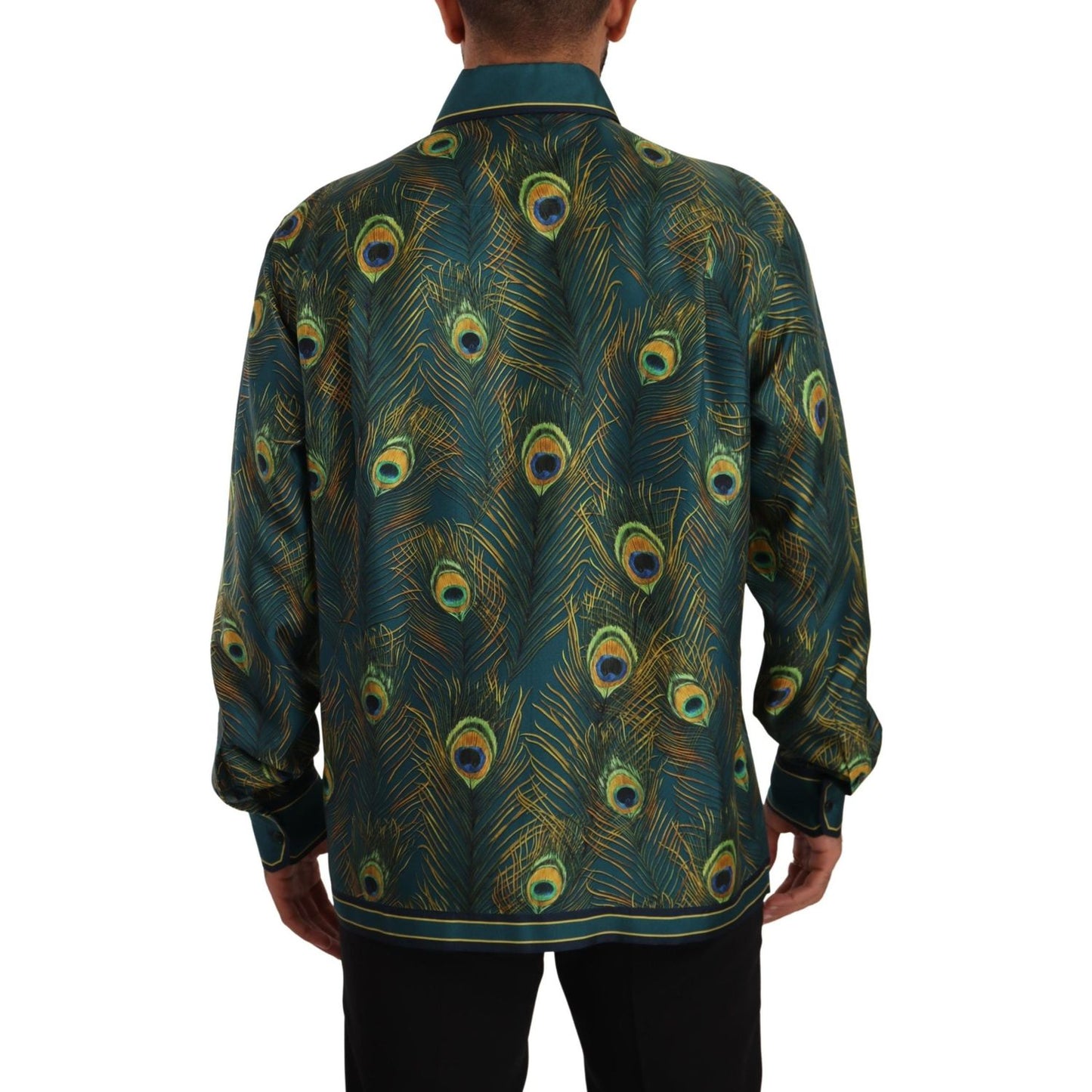 Dolce & Gabbana Peacock Feather Print Silk Shirt Dolce & Gabbana