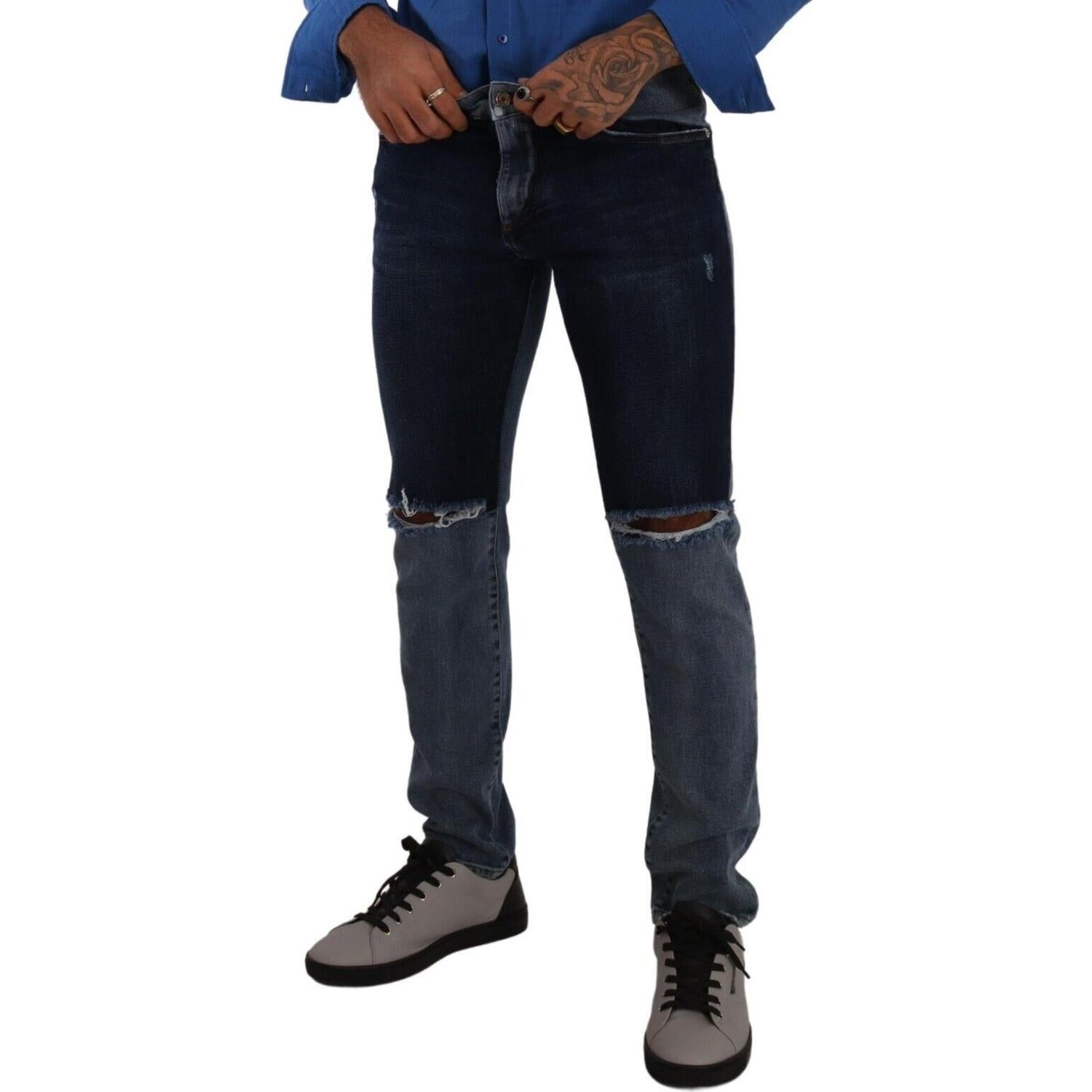 بنطلون جينز ممزق أنيق بقصّة Slim Fit من Dolce &amp; Gabbana