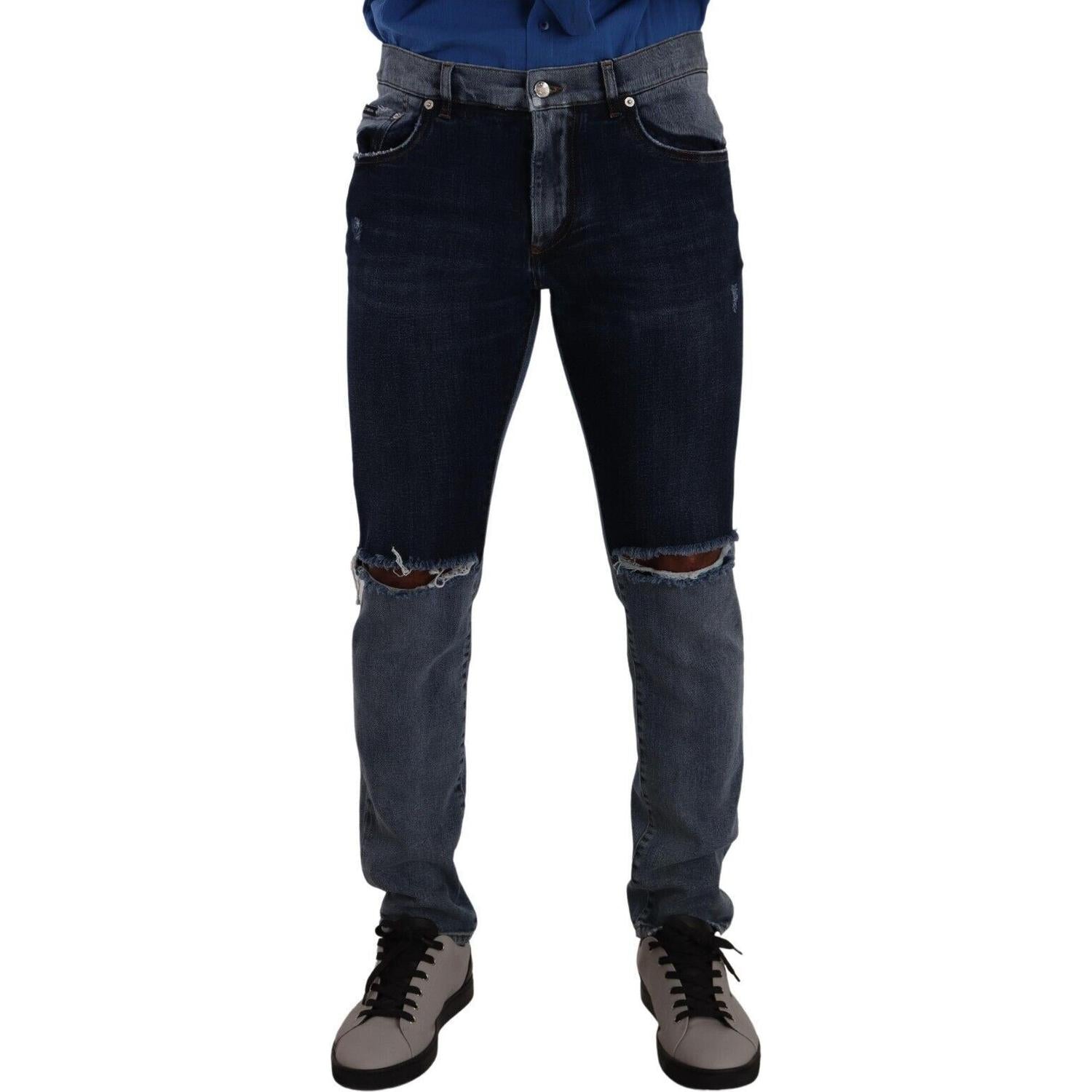 بنطلون جينز ممزق أنيق بقصّة Slim Fit من Dolce &amp; Gabbana