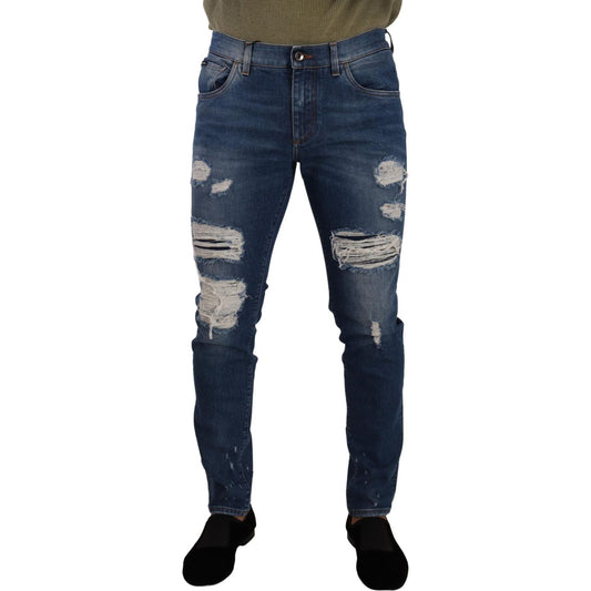 Dolce & Gabbana Blue Wash Cotton Stretch Slim Fit Denim Jeans