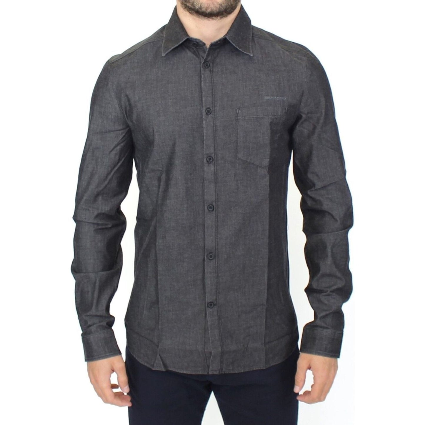 Ermanno Scervino Denim Jeans Cotton Casual Gray Stretch Shirt