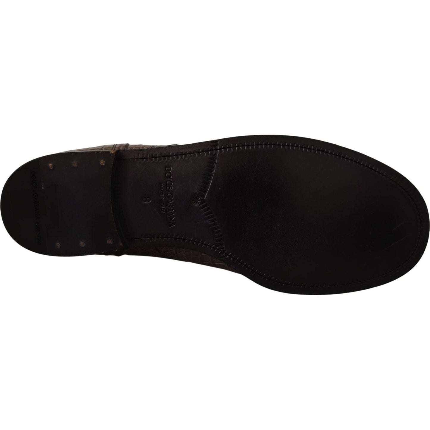 Dolce & Gabbana Gray Crocodile Leather Derby Boots