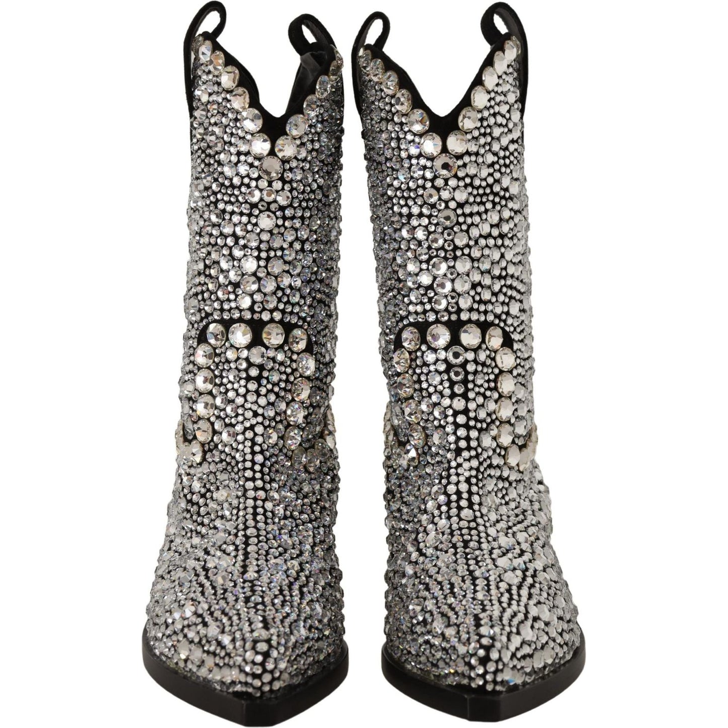 Dolce & Gabbana Crystal-Embellished Black Suede Boots Dolce & Gabbana