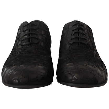 Dolce & Gabbana Black Caiman Leather Mens Oxford Shoes