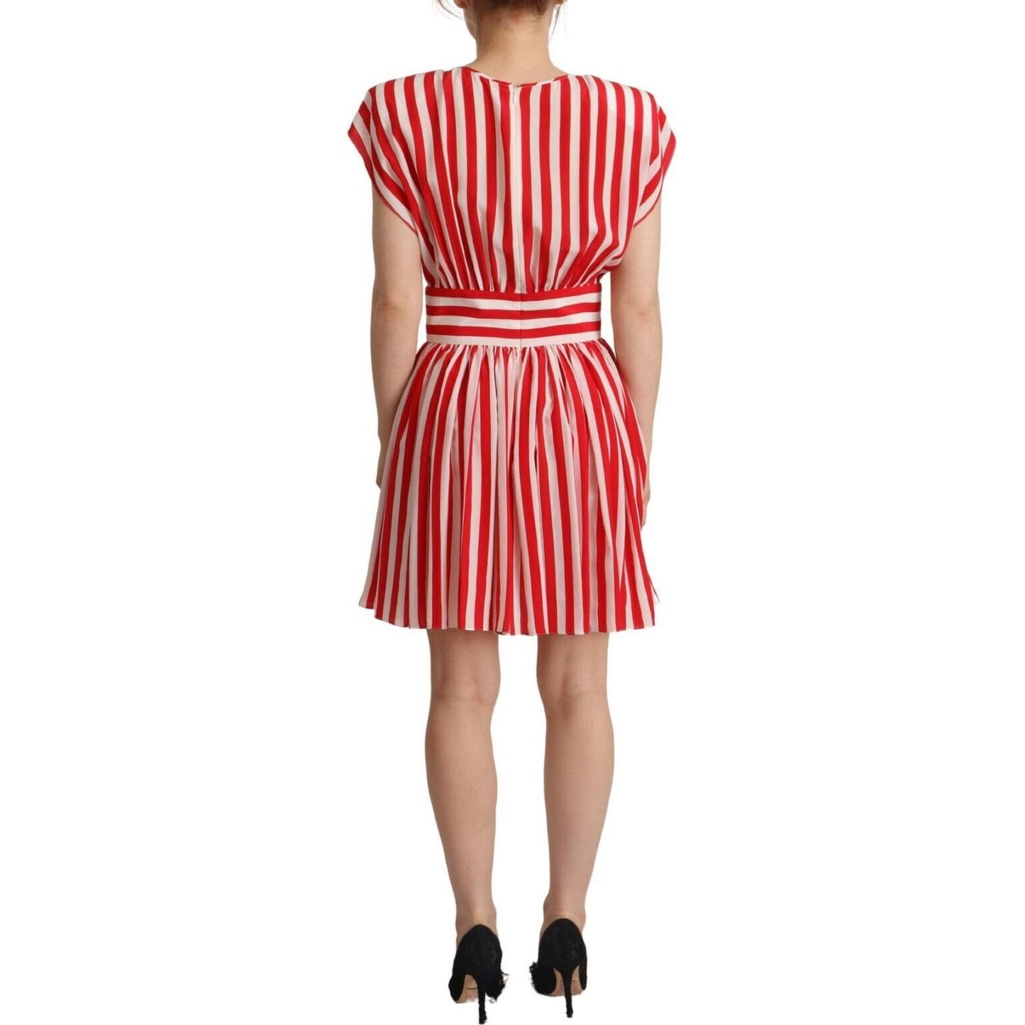 Dolce & Gabbana Elegant Striped Silk A-Line Mini Dress Dolce & Gabbana