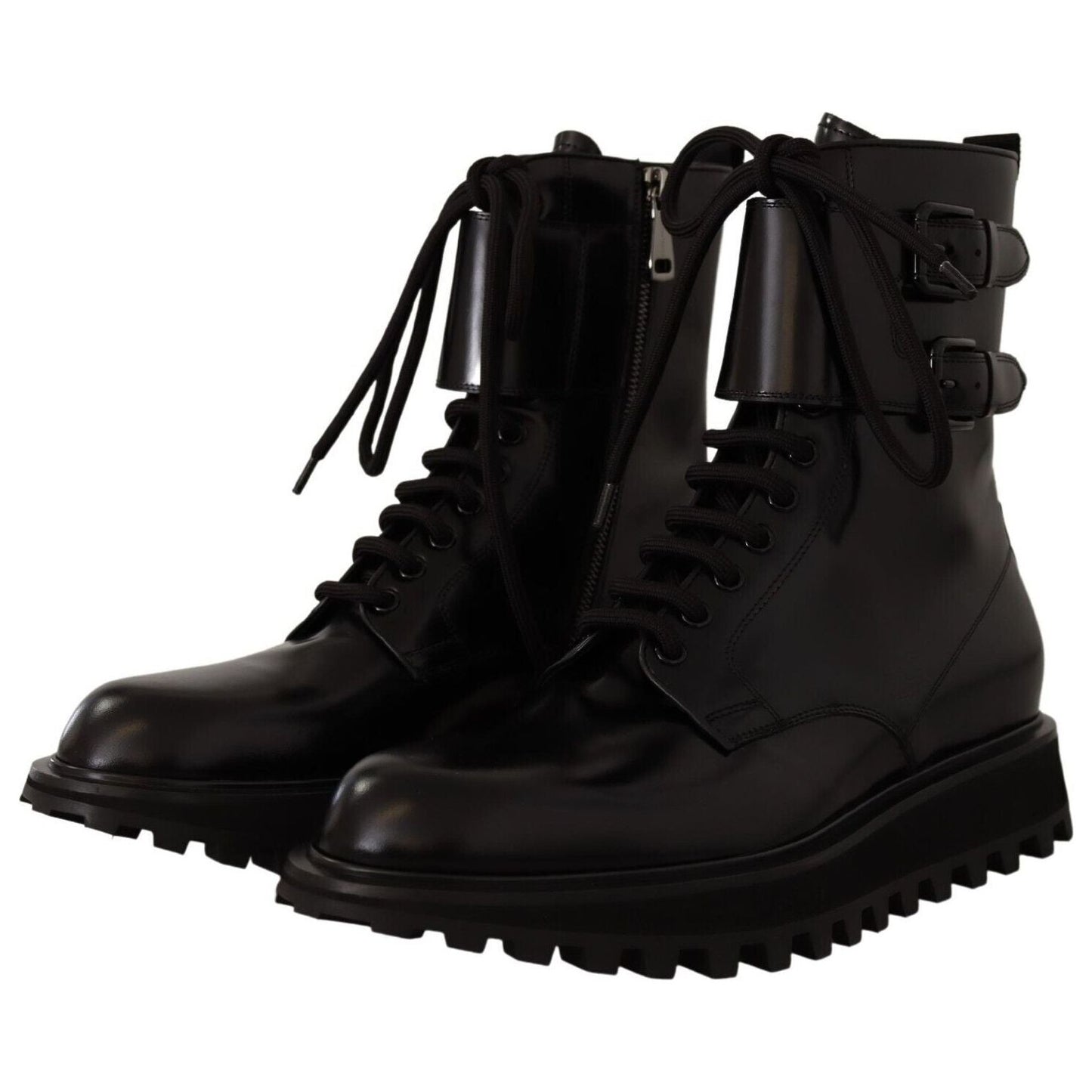 Dolce & Gabbana Elegant Black Leather Ankle Boots Dolce & Gabbana