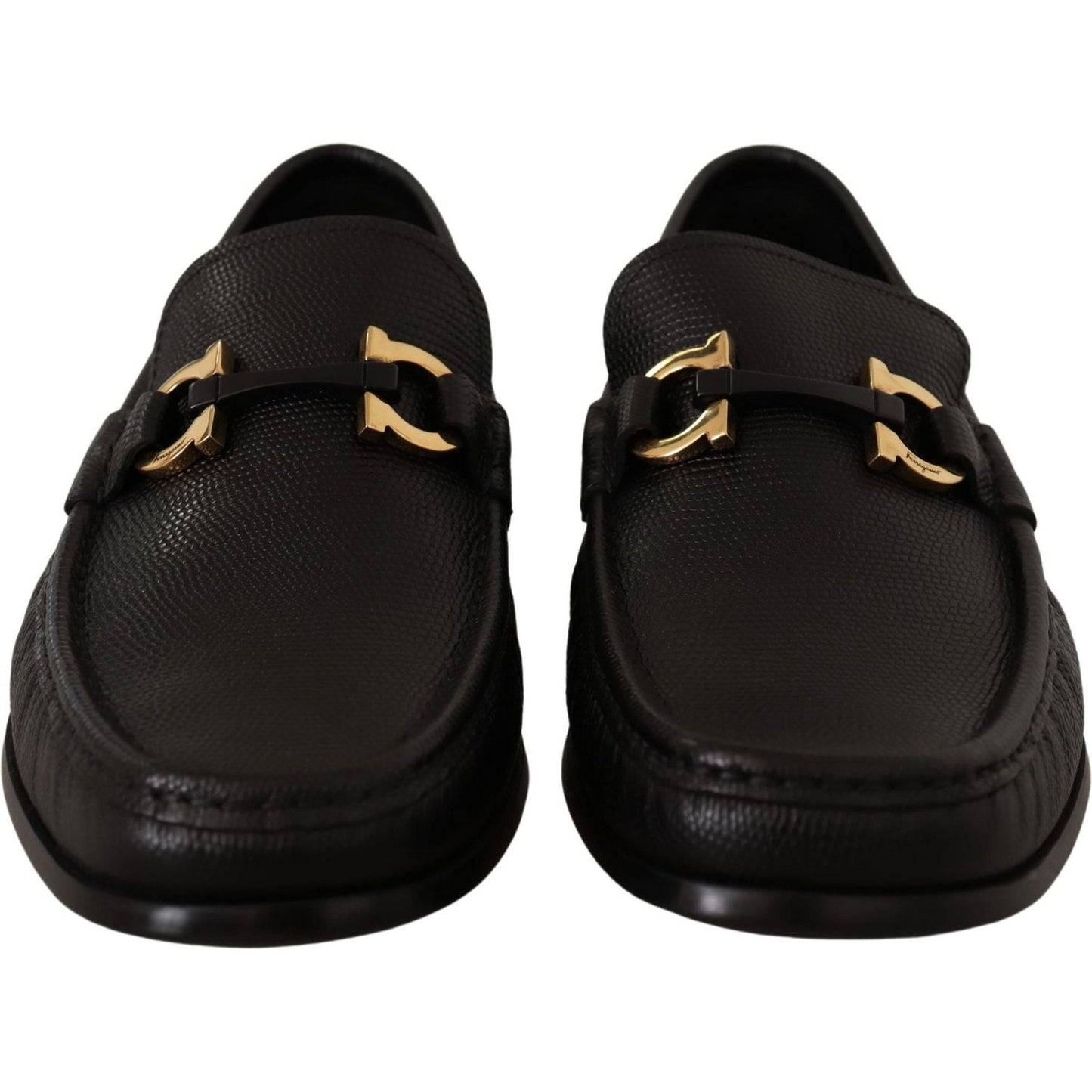 Salvatore Ferragamo Black Calf Leather Moccasins Loafers Shoes