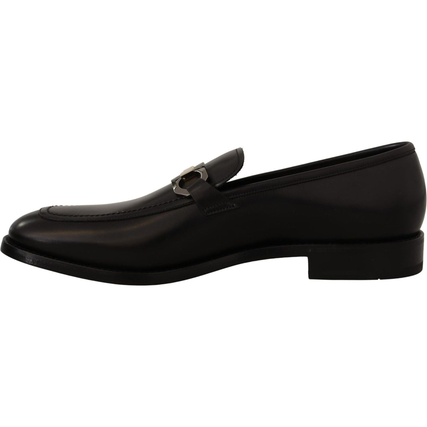 Salvatore Ferragamo Black Calf Leather Moccasin Formal Shoes