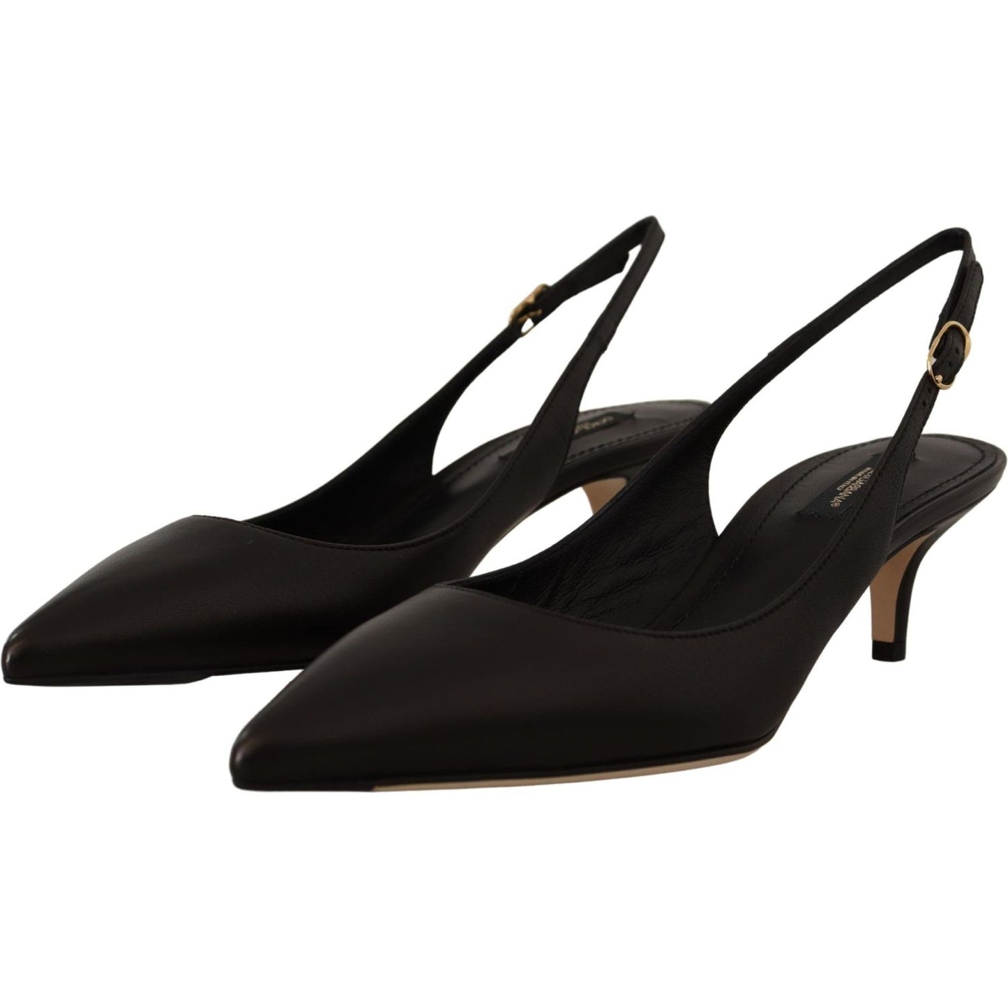 Dolce & Gabbana Elegant Black Leather Slingbacks Heels Dolce & Gabbana