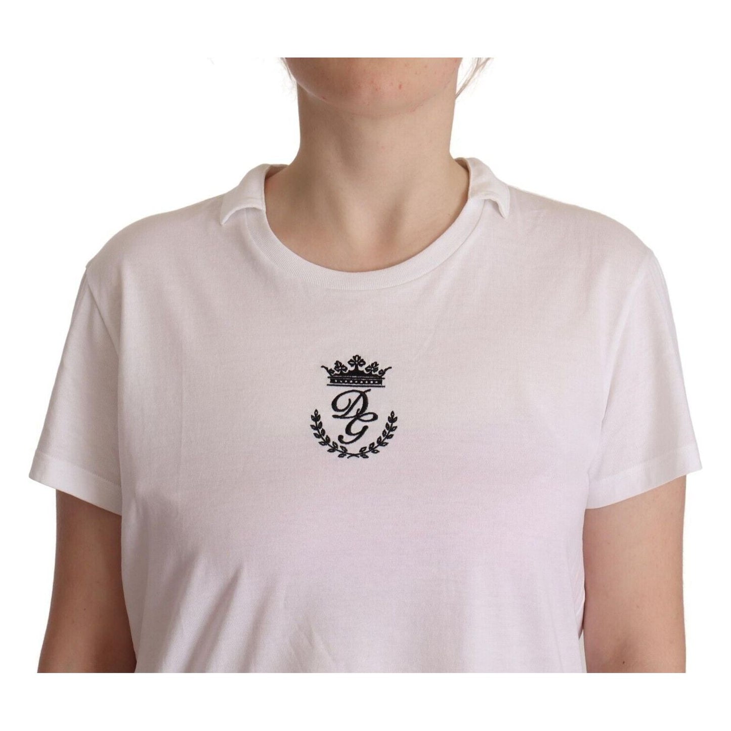 Dolce & Gabbana Elegant Collared Crown Print Tee Dolce & Gabbana