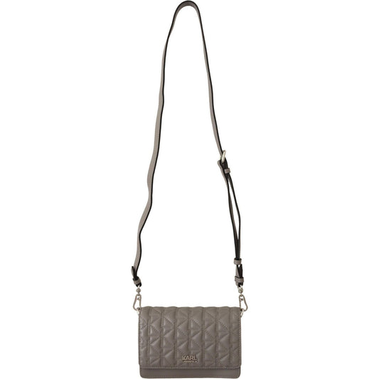 Karl Lagerfeld Elegant Grey Leather Crossbody Bag Karl Lagerfeld