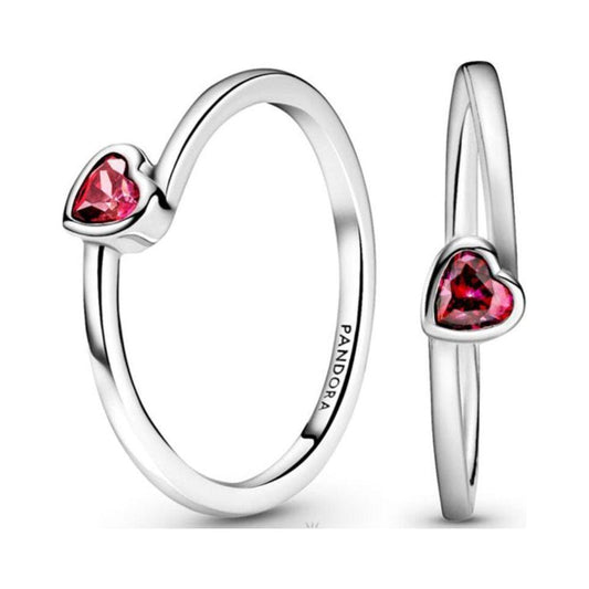 PANDORA JEWELS Mod. CLEAR TILTED HEART SOLITAIRE - RING - Size 58 Ring PANDORA