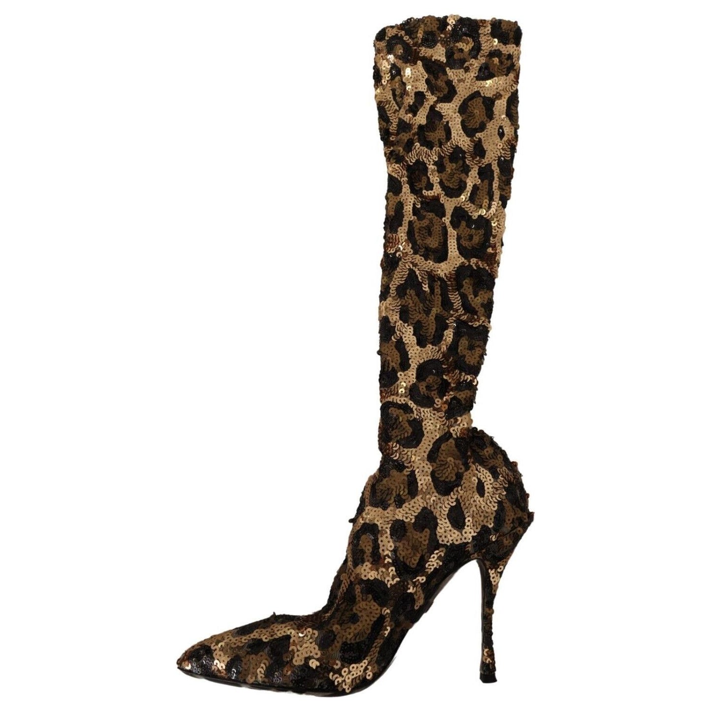 Dolce & Gabbana Elegant Leopard Sequin Knee-High Boots Dolce & Gabbana