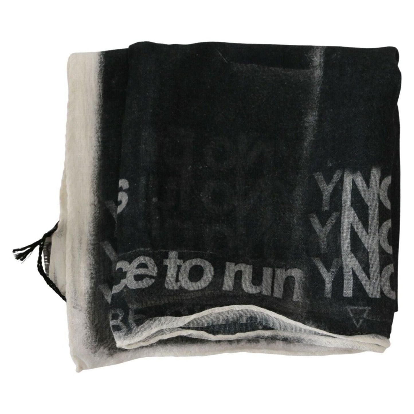 Costume National Dark Gray Wool Foulard Branded Scarf
