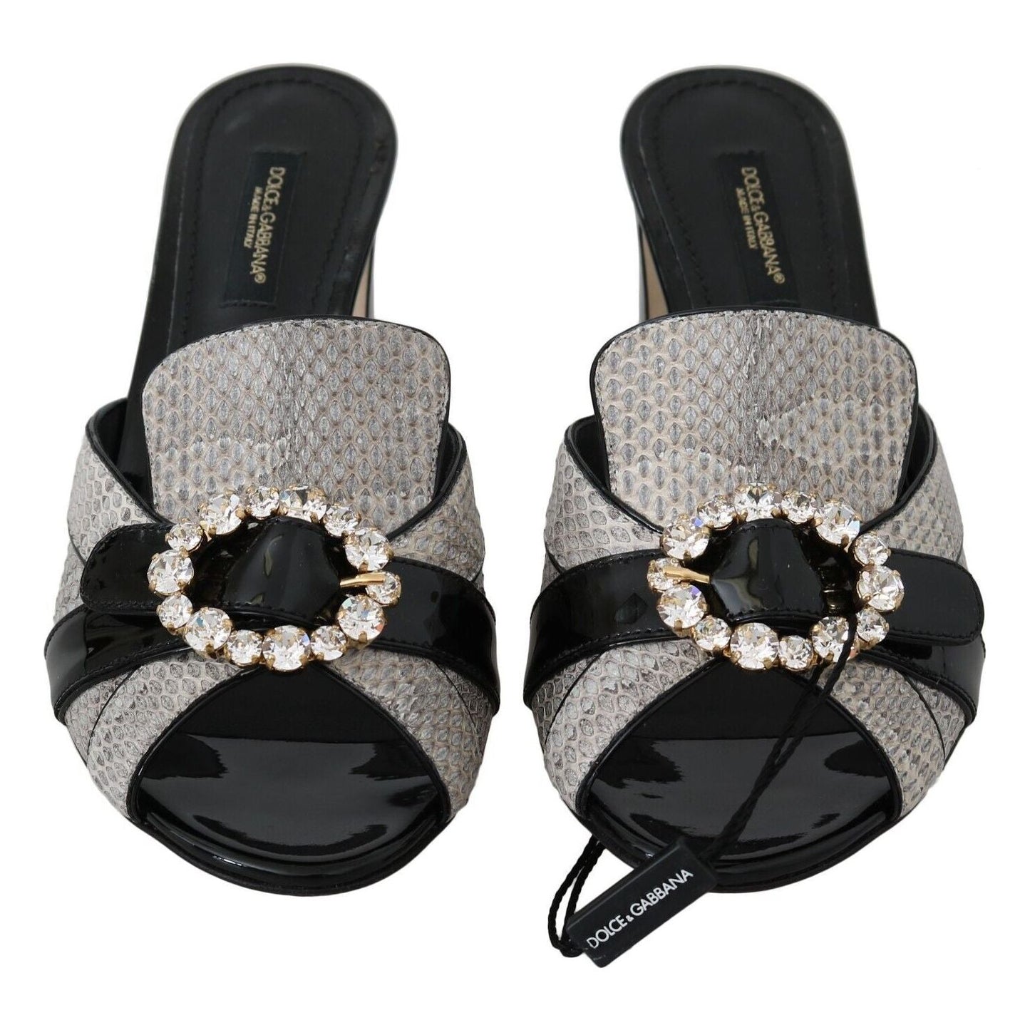 Dolce & Gabbana Crystal-Embellished Exotic Leather Sandals Dolce & Gabbana