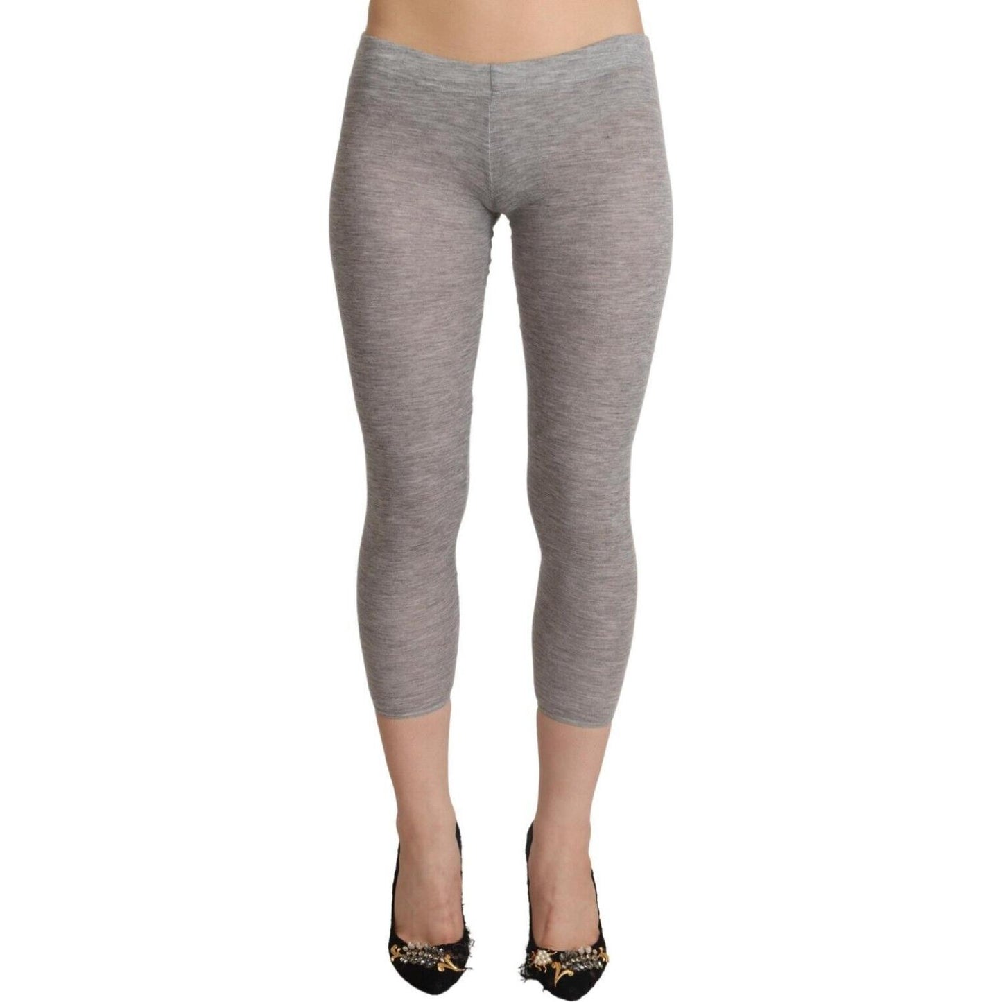 Ermanno Scervino Chic Gray Slim-Fit Cropped Leggings Ermanno Scervino