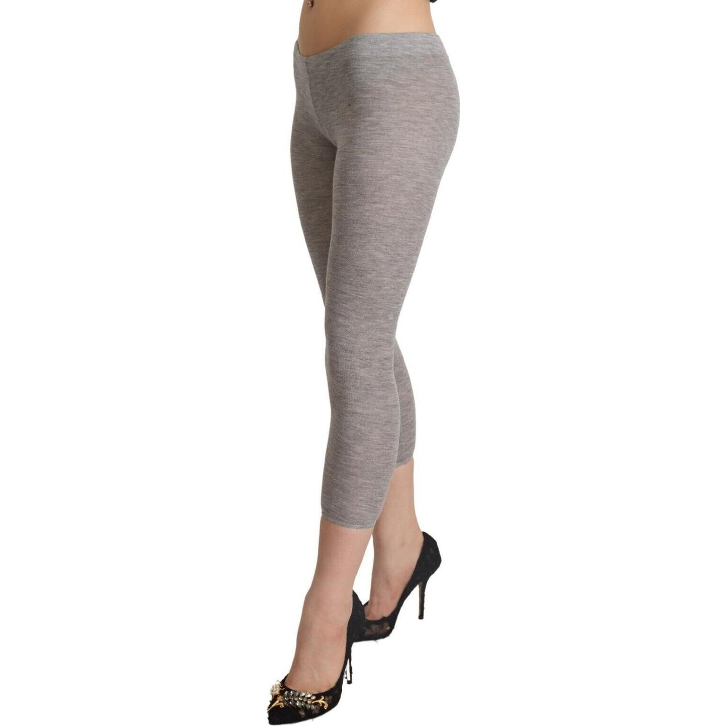 Ermanno Scervino Chic Gray Slim-Fit Cropped Leggings Ermanno Scervino