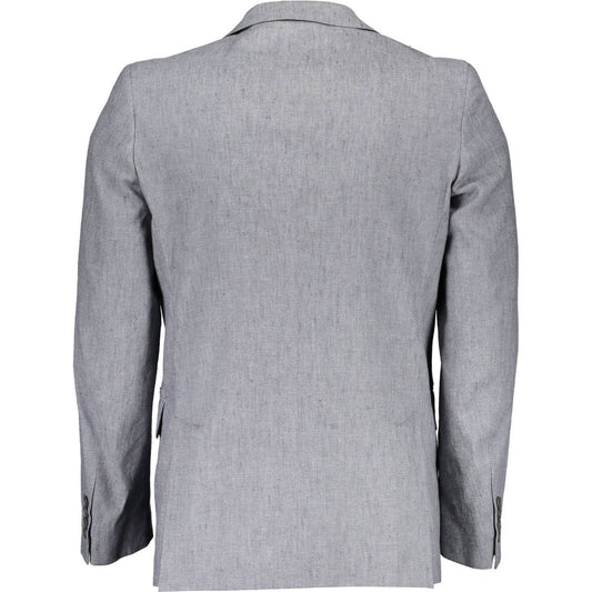 Gant Gray Linen Men Jacket Gant