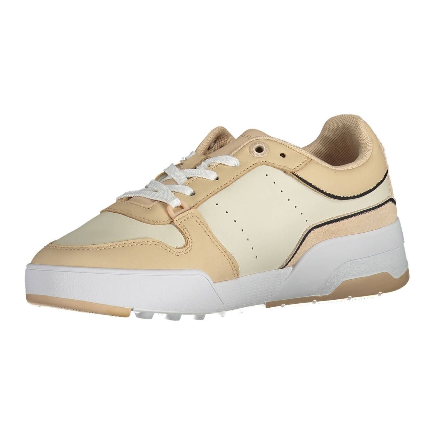 Tommy Hilfiger Beige Leather Women Sneaker Tommy Hilfiger