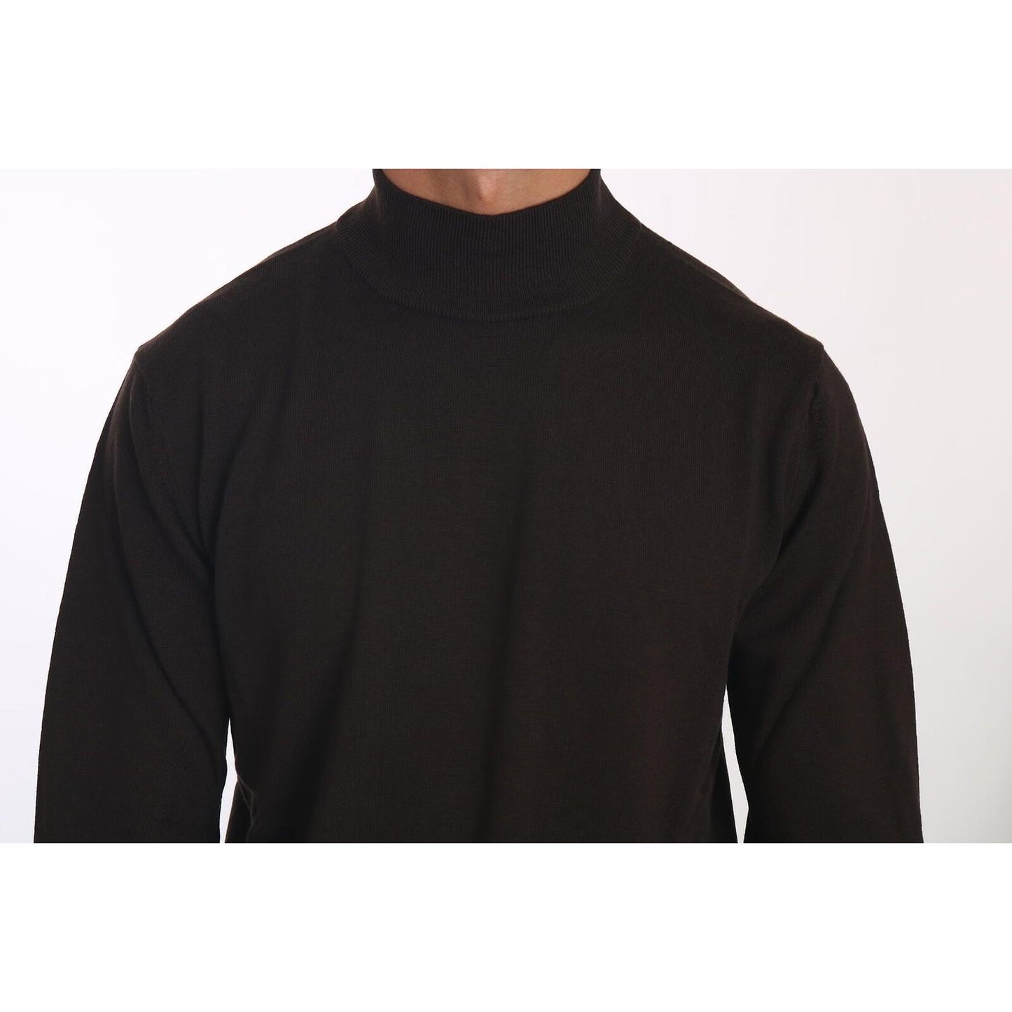 MILA SCHÖN Brown Turtle Neck Pullover Wool Sweater
