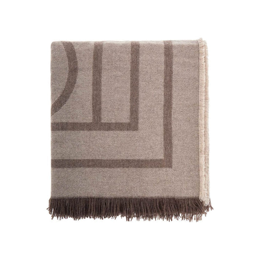 Toteme tobacco monogram wool and cashmere scarf with fringes