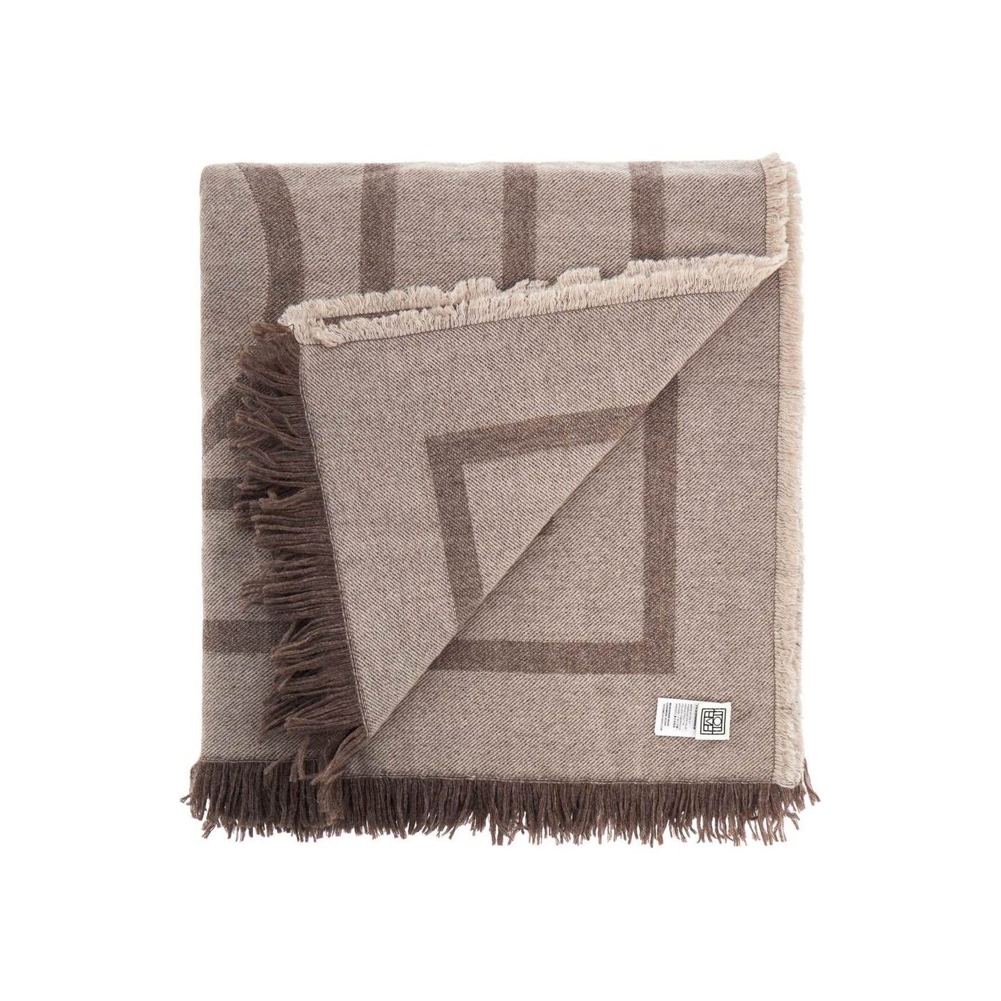 Toteme tobacco monogram wool and cashmere scarf with fringes Scarves Hats & Gloves Toteme