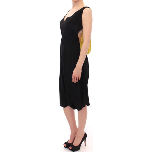 Lamberto Petri Elegant Silk Blend Shift Dress in Black and Yellow Lamberto Petri