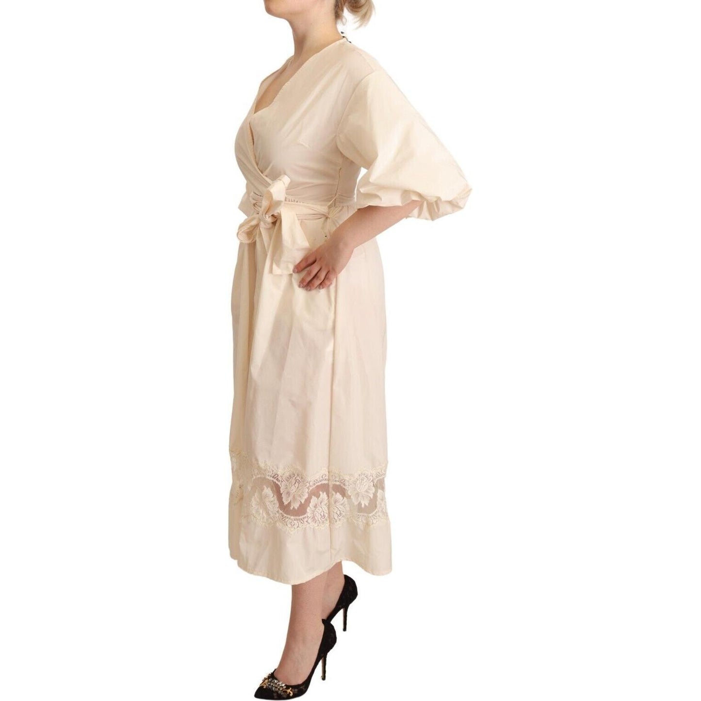 PINK MEMORIES Elegant Off White Maxi Wrap Dress PINK MEMORIES