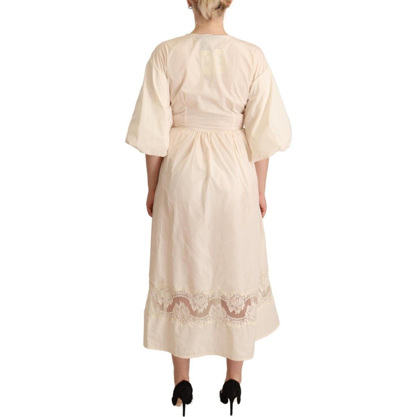 PINK MEMORIES Elegant Off White Maxi Wrap Dress PINK MEMORIES