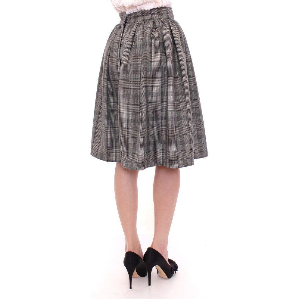 NOEMI ALEMÁN Elegant Gray Checkered Wool Shorts Skirt NOEMI ALEMÁN