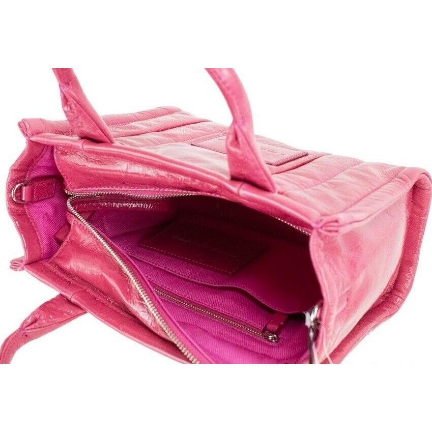 Marc Jacobs The Shiny Crinkle Mini Tote Magenta Leather Crossbody Handbag Purse Marc Jacobs