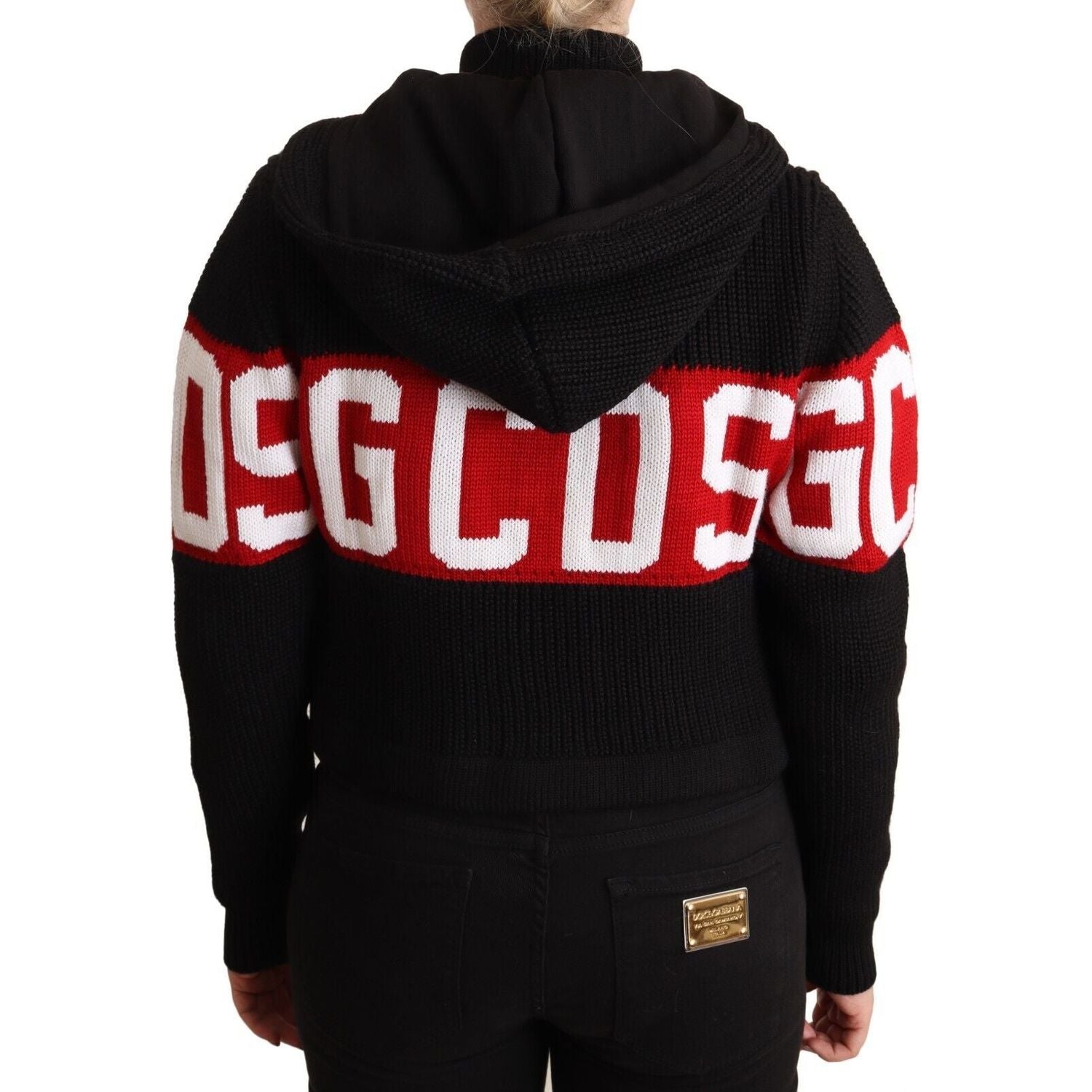 سترة كارديجان أنيقة من الكشمير باللون الأسود من GCDS