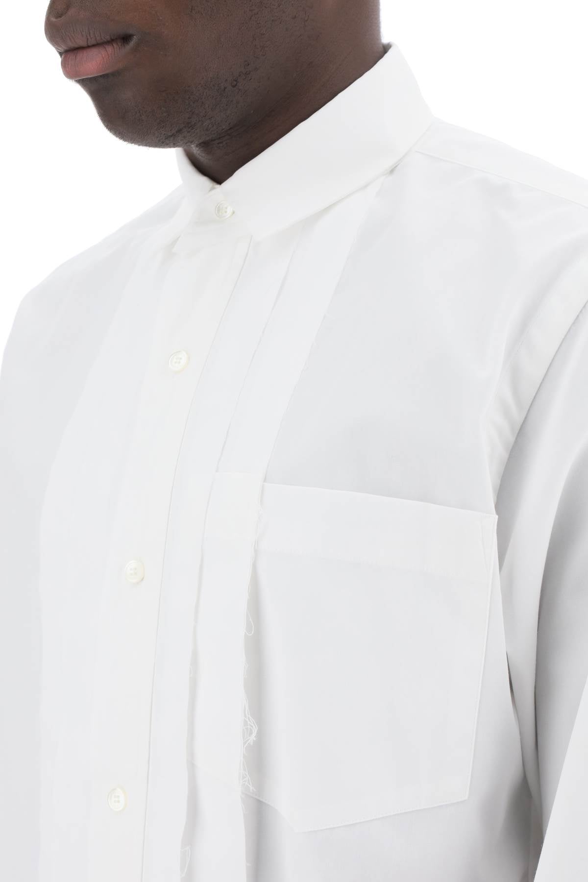 Sacai Sacai layered poplin effect shirt with