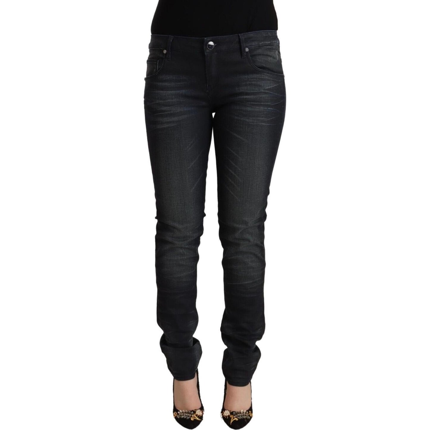 Acht Sleek Black Washed Slim Fit Jeans Acht