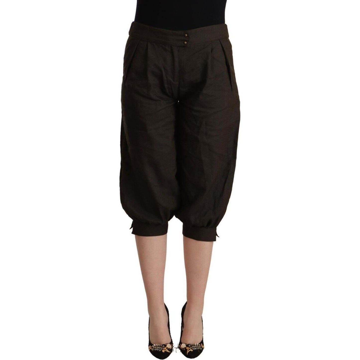 GF Ferre Elegant Brown Cropped Harem Pants GF Ferre