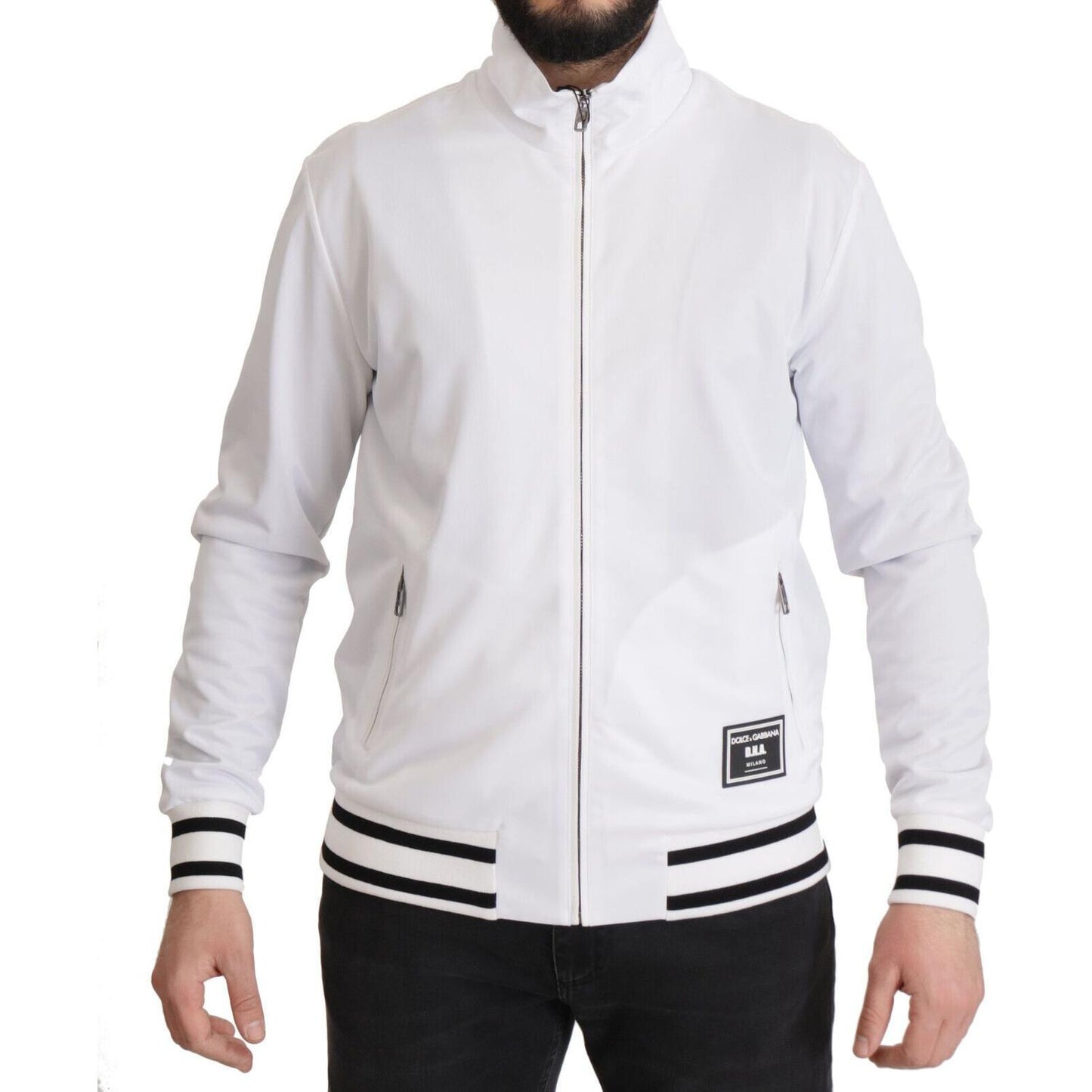 Dolce & Gabbana Sleek White Zip Sweater for Men Dolce & Gabbana