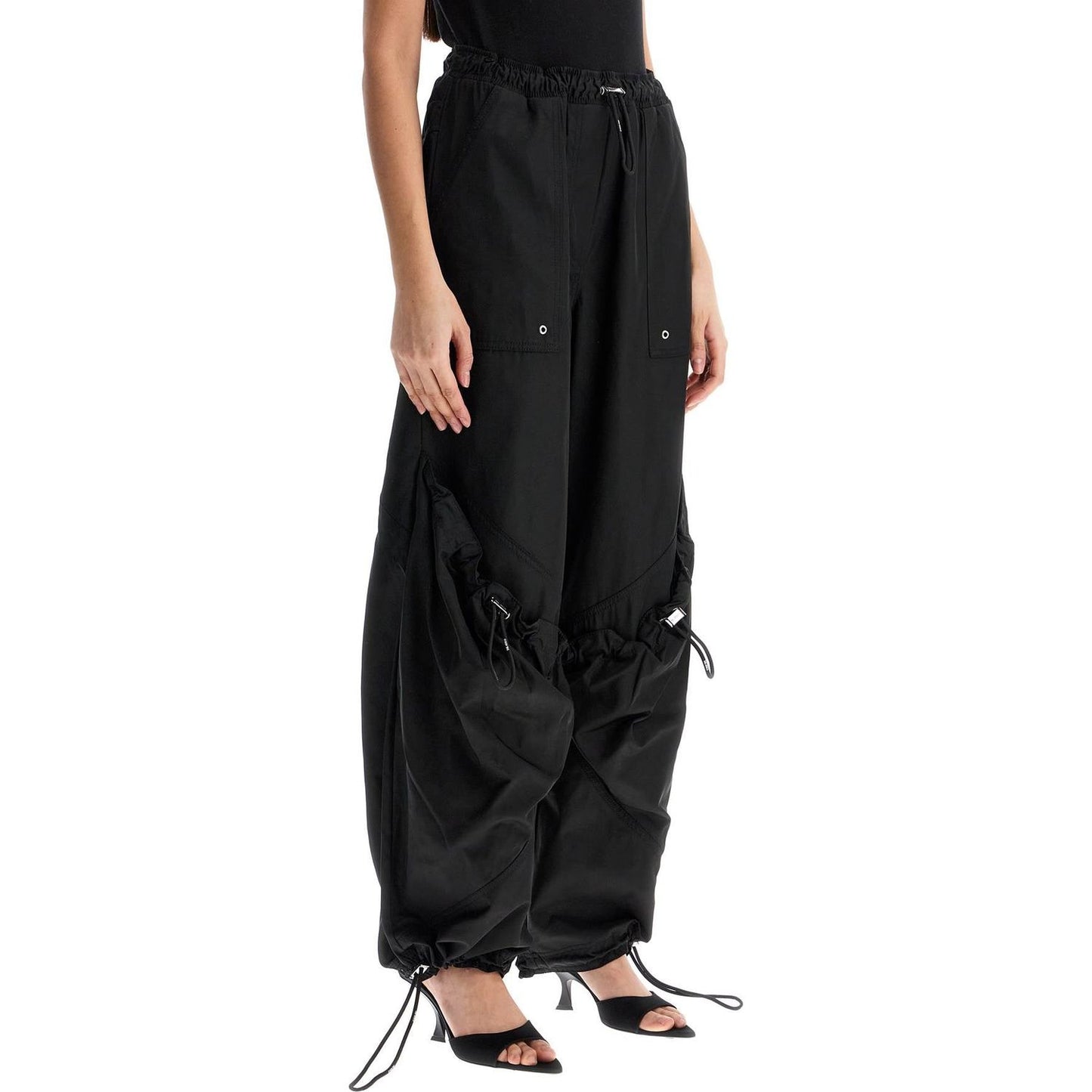 The Attico high-waisted black elasticated loose fit trousers with pockets